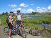 Steve and Cindy Jones enjoy the wetlands pond next to the North Valley Rail-Trail.